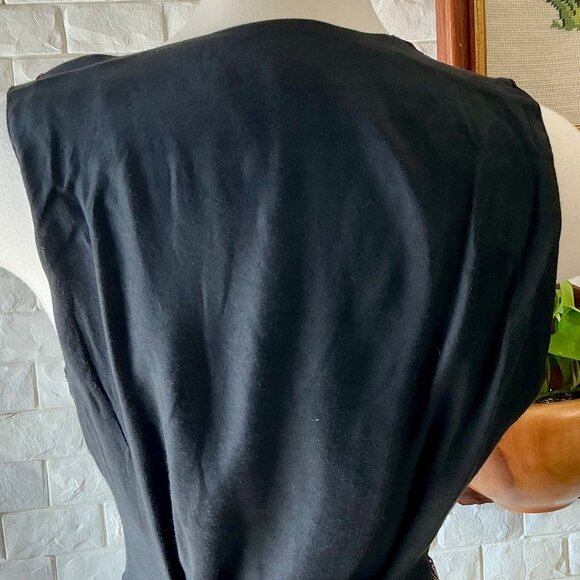 SOLD Vintage 1990s Velvet + Metallic Patterned Whimsigoth Tie Back Vest - Picture 8 of 13